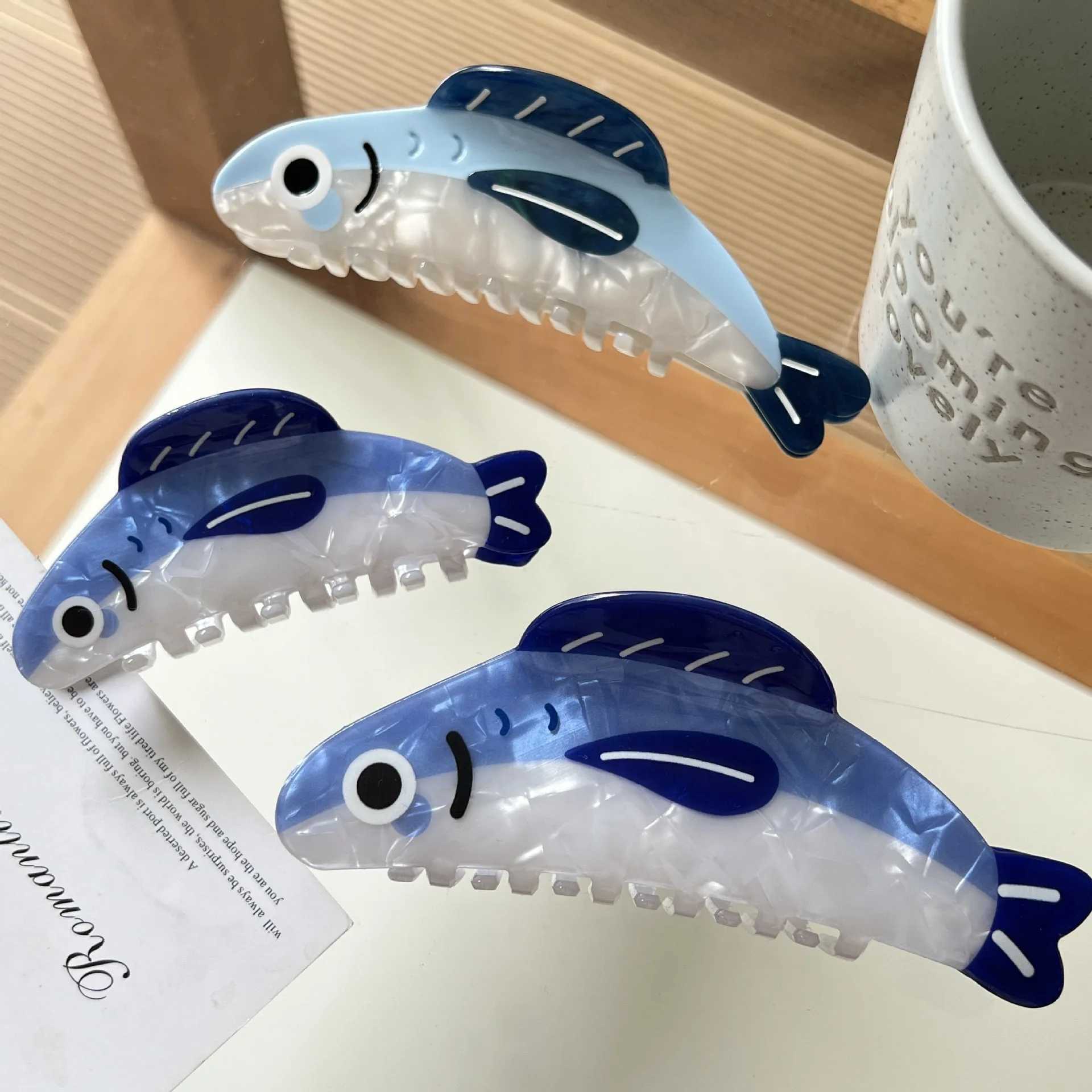 Muweordy Blue Sardine Hair Claw Simulation Fish Marine Animal Claw Clip Beach INS Hot Crab Hair Clips Hair Accessories for Women Z250707