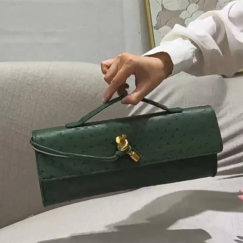 New Genuine Leather Woven Trendy Clutch High-end Golden Knot Crossbody Bag Brand Design Shoulderbag Baguette Handbag Hot high-quality
