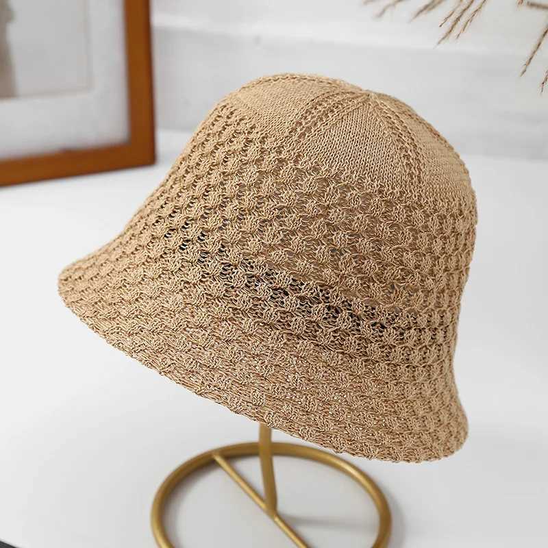 Summer Linen Bucket Hat for Women Breathable Sun Protection Knitted Fisherman Hat Panama Caps for Ladies Sombrero Pescador Y250707