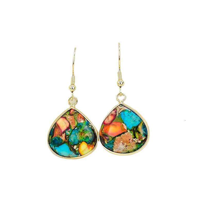Geometric fashion Natural Stone Multi-color Matching Earrings