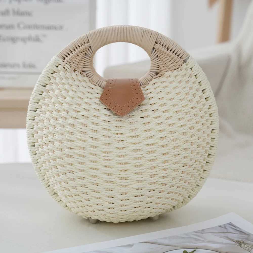 Bag Summer For Women Large Capacity Female Beach Tote Bag Round Shape Handwoven Shell Handbag