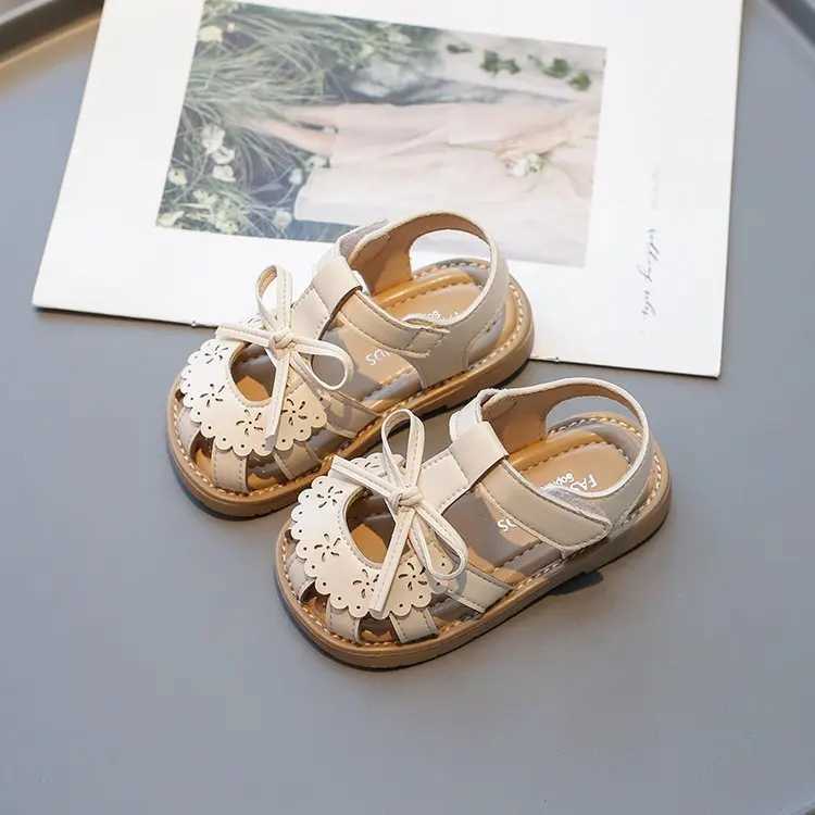 Summer Baby Girls Sandals Cut-Out Lace Princess Shoes Children Sandals Anti-Slip Soft Sole Toddler Kids Beach Shoes Size 21-30 R250707
