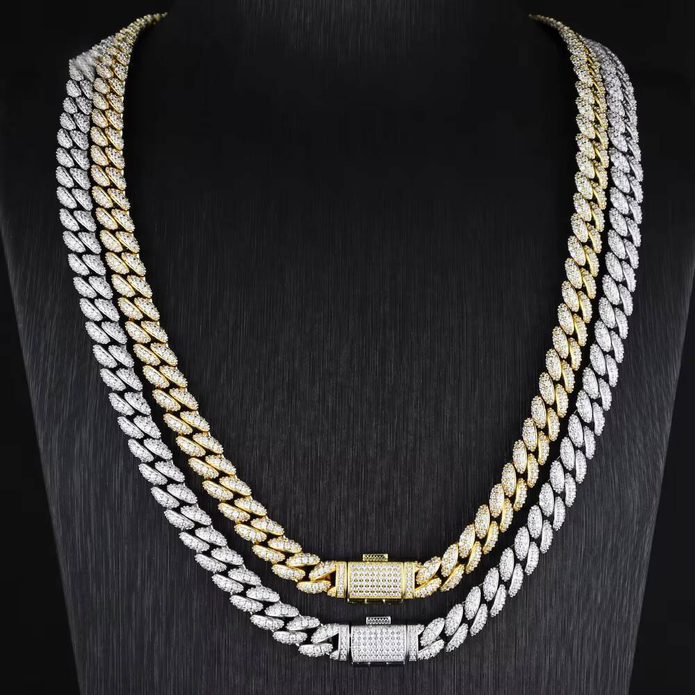 8mm Prong Cuban Link Chain Iced Out Pass Dia Tester Vvs Moissanite Sterling Sier Necklace
