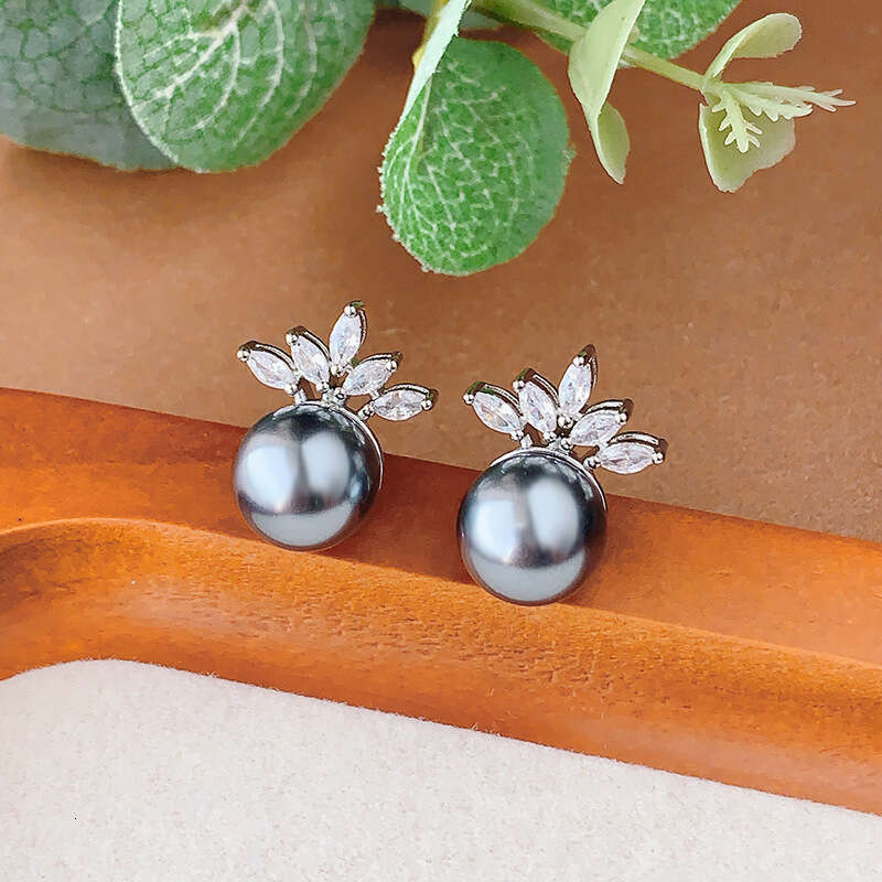 New Jewelry Set Pearl Accessories Necklace Earrings S Sier Needle Luxurious High-End Feel Women's Factory B36