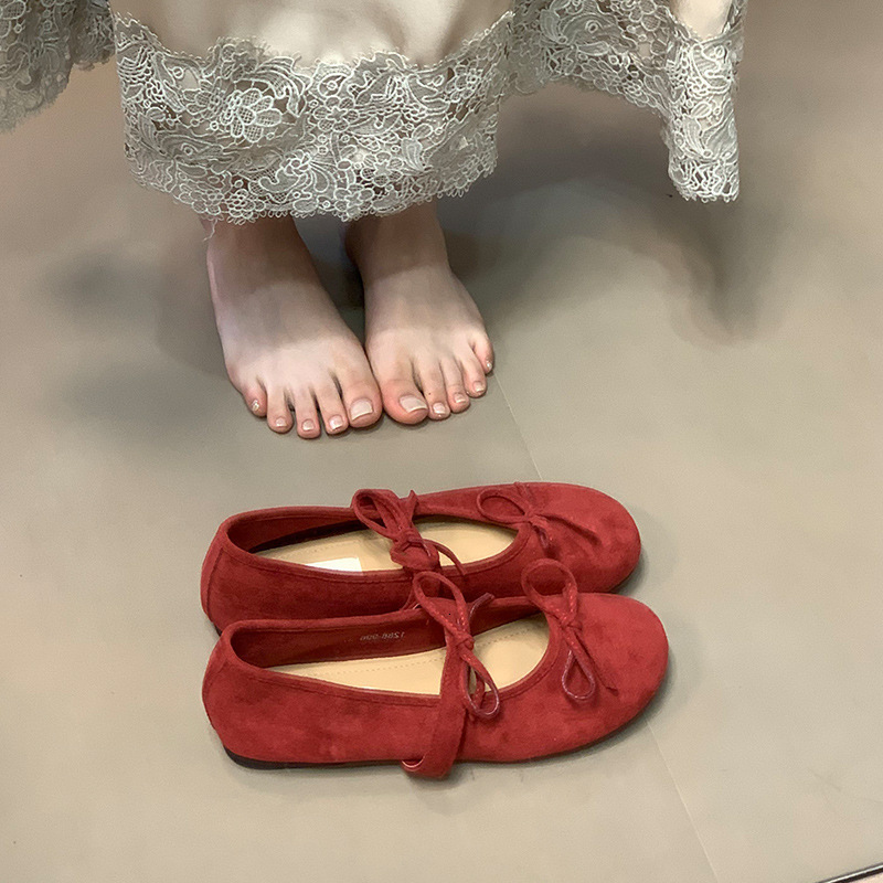 Evening Breeze Flat Ballet French Style Double Bow Mary Jane Early Designer Spring Women's to Match Dress Single Shoes