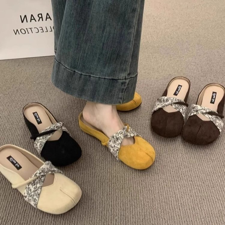 Forest Style Artistic Designer Half Slippers for Women 2025 Spring Summer Outdoor Slip-On Lazy Flat German Training Shoes