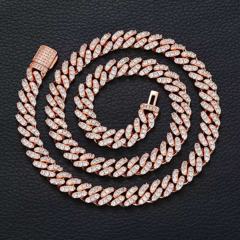 8mm Moissanite Cuban Chain for Mens S925 Silver Pass Test Diamond Necklace Hip Hop Rock Fine Jewelry