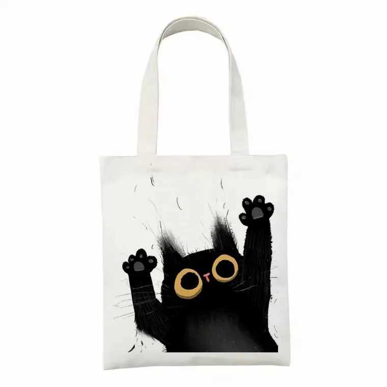 Korean s Cute Print Women Harajuku Bag Large-capacity Canvas Vintage Cartoon Sweet College Shoulder Bags Shopping Handbags