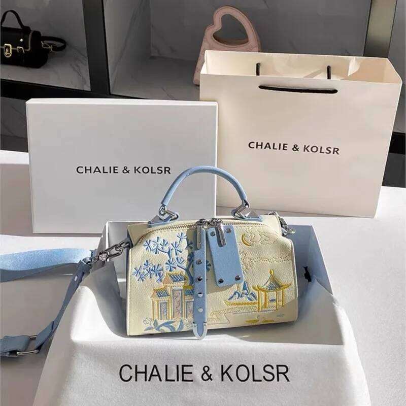 OLOEY Light brand women's handbag 2025 new embroidered Boston versatile high-end lightweight single shoulder crossbody bag