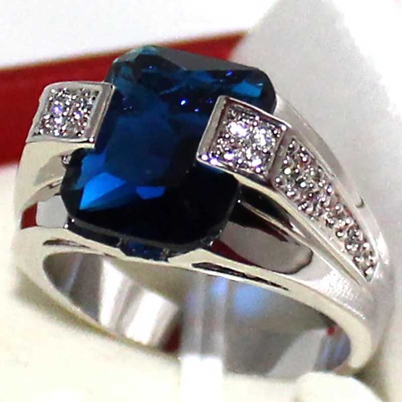 Delicate Male 925 Sterling Silver Rings for Women Cubic Zirconia Blue Stone Ring for Men Women Index Finger Ring Vintage Jewelry XJ250707