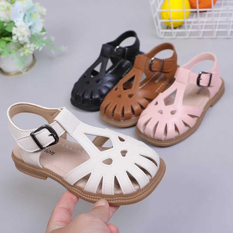 2025 Kid Sandals Cut-outs T-strap Hollow Children Princess Sandals for Girls Soft Sweet Classic High Quality Closed-toe Anti-kick R250707