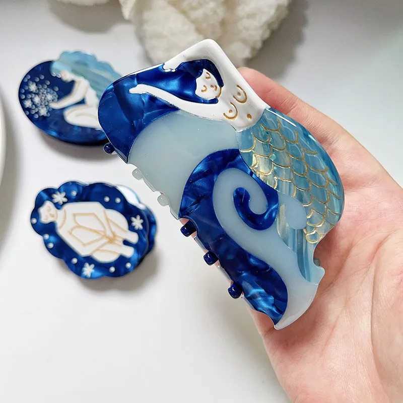 YHJ Maiden in the Night Sky Hair Claw Beautiful Girl Acetate Hair Clips Claw Hair Accessories for Women Girls Z250707