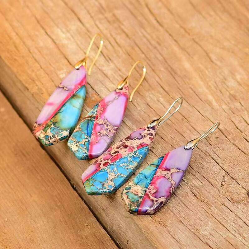 Gorgeous Women Arrow Shape Natural Stone bohemian Earrings
