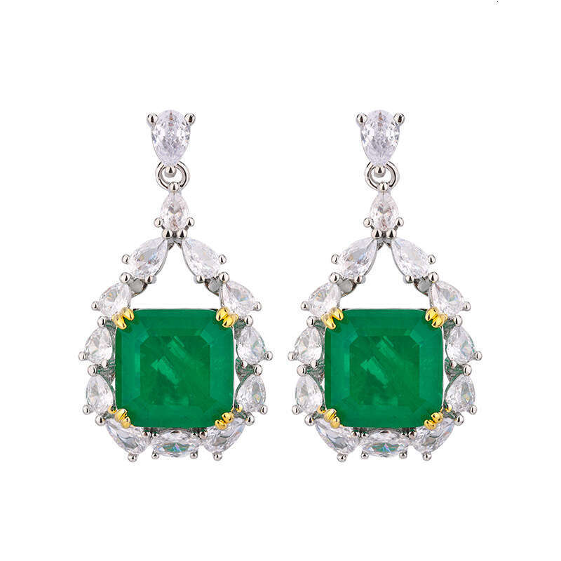 Huayoumei Paraiba Zircon Emerald Red Earrings Jewelry 6De