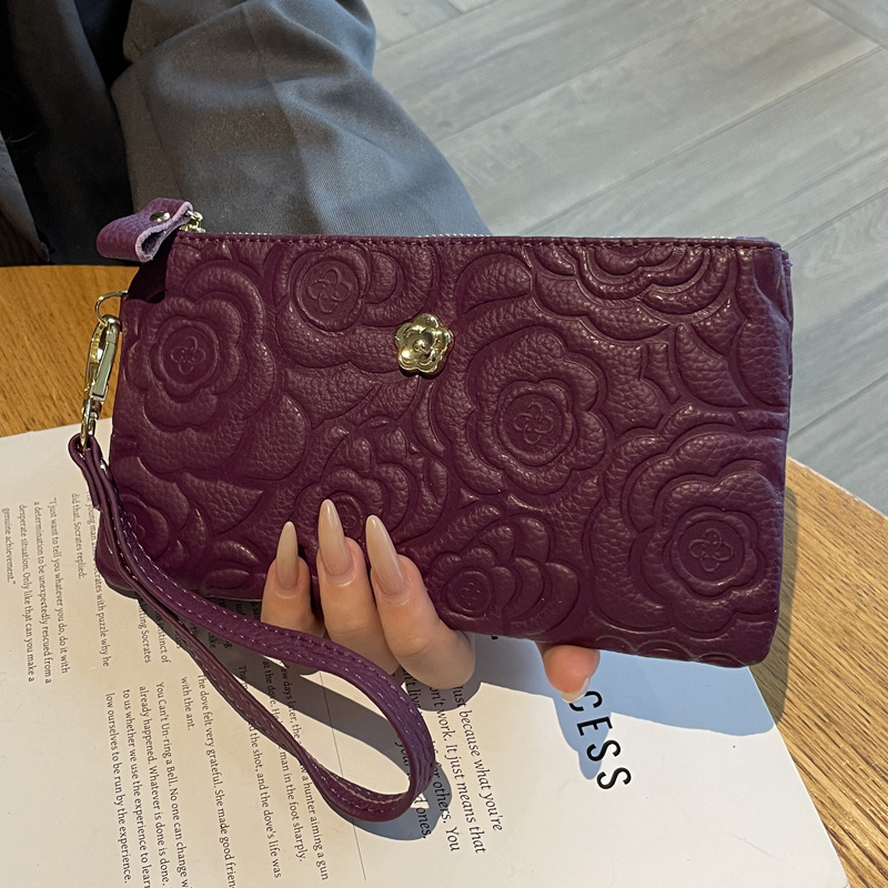 Free shipping designer 2025 New Women Clutch Bag Large Capacity Top Layer Cowhide Embossed Zipper Long Wallet Genuine Leather Clutch Bag