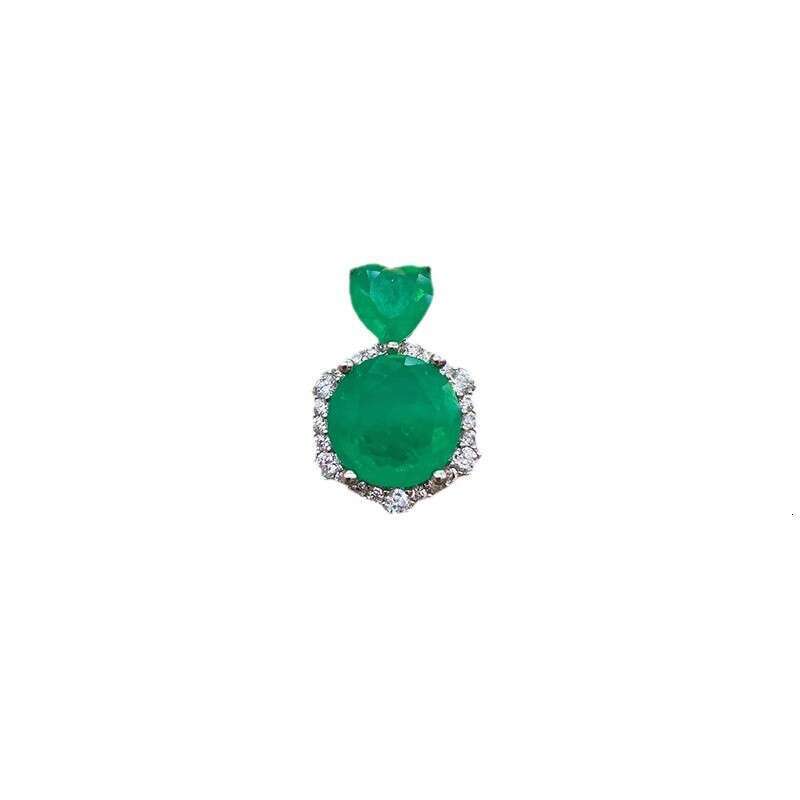 Minimalist Heart Blue Imitation Paraiba Necklace Emerald Earrings Noblewoman Jewelry Set 922