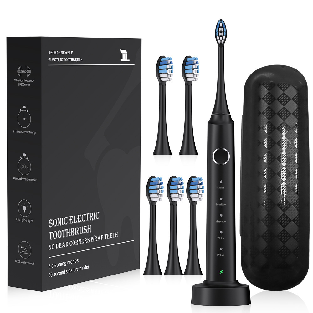 6 Brush Heads Sonic Electric Toothbrush Inductive Charging Soft Hair Portable Adult Toothbrush Gift231012