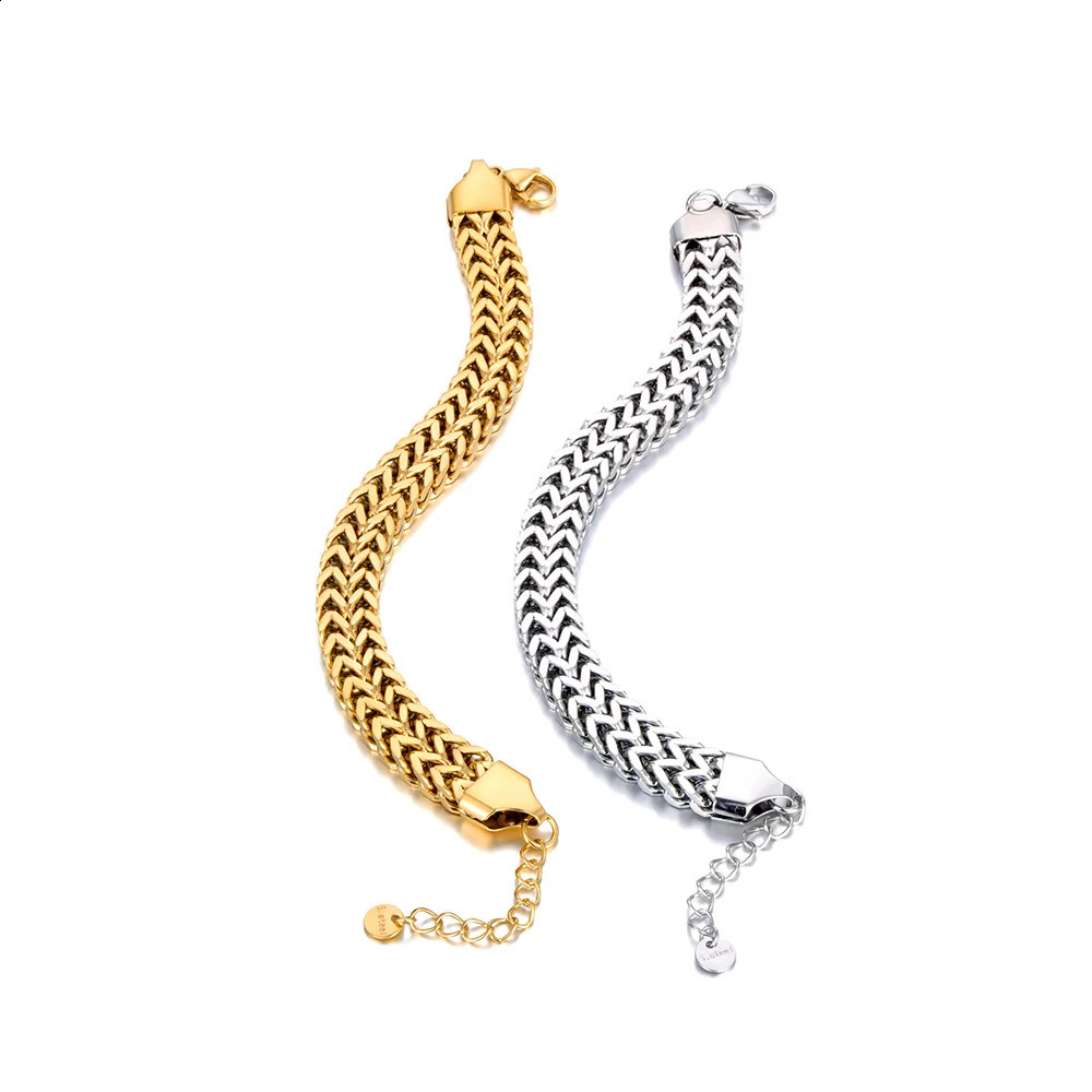 Locker Real Gold Plated Stainless Steel Cuban Link Chain Bracelet Bangle For Women Men Punk Statement Jewelry B23052 250707