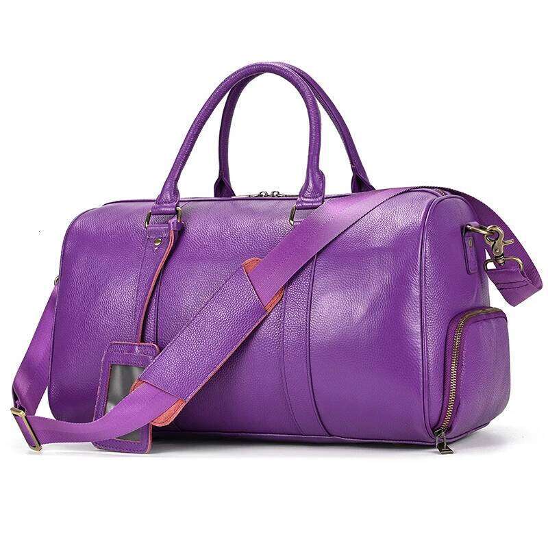 Genuine Men Women Cow Leather Carry On Lage Travel Shoulder Male Female Weekend Duffle Bag