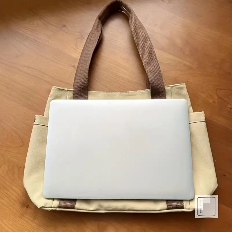 1Pcs Large Capacity Canvas Tote with Multiple Pockets-Perfect for School/work Commute/travel and Shopping Bags on One Shoulder