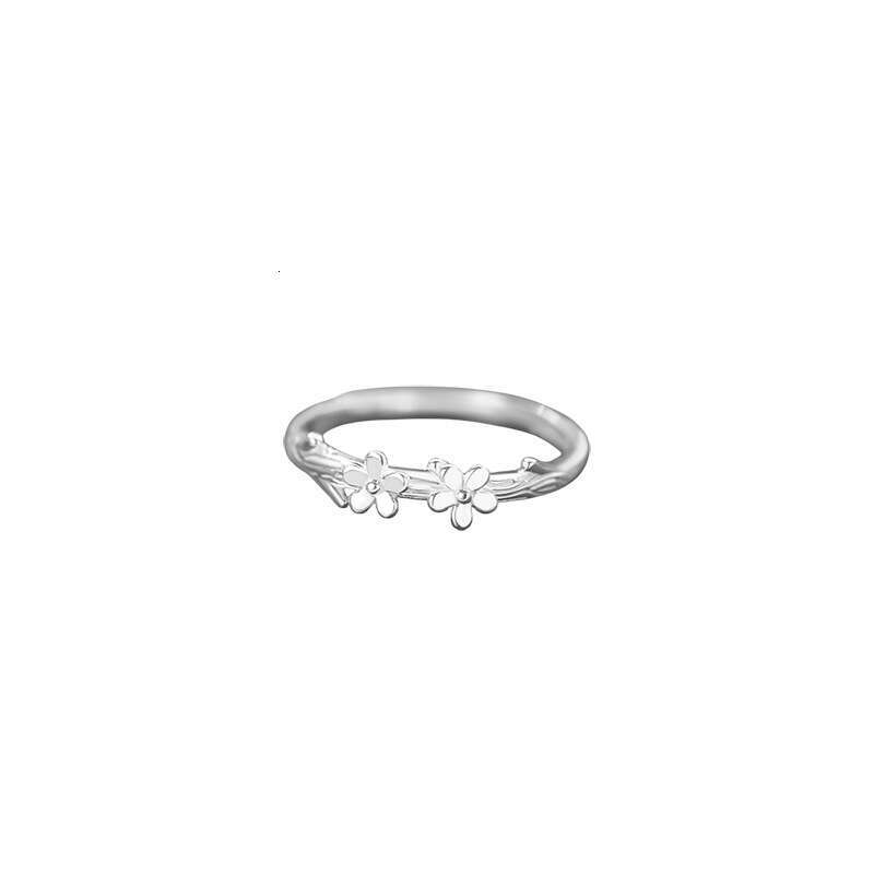 DHcollections Abao S999 Pure Silver Floral Ring Forest Style Sweet Fresh Temperament Adjustable Gentle Hand Jewelry