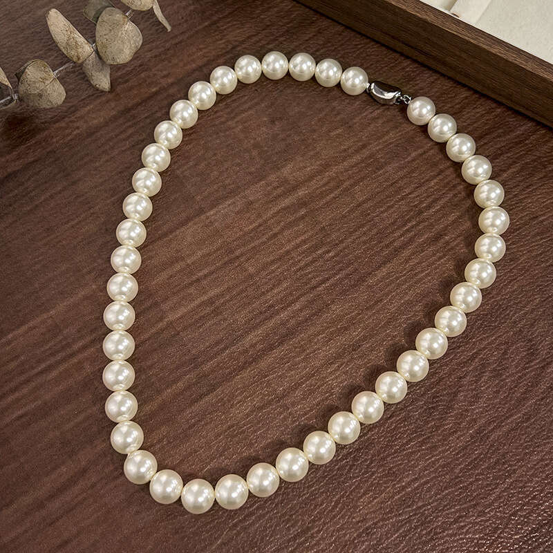 New Style Imitation Pearl Necklace Crystal Beads Fashionable Elegant Women's Glossy Versatile Jewelry E39
