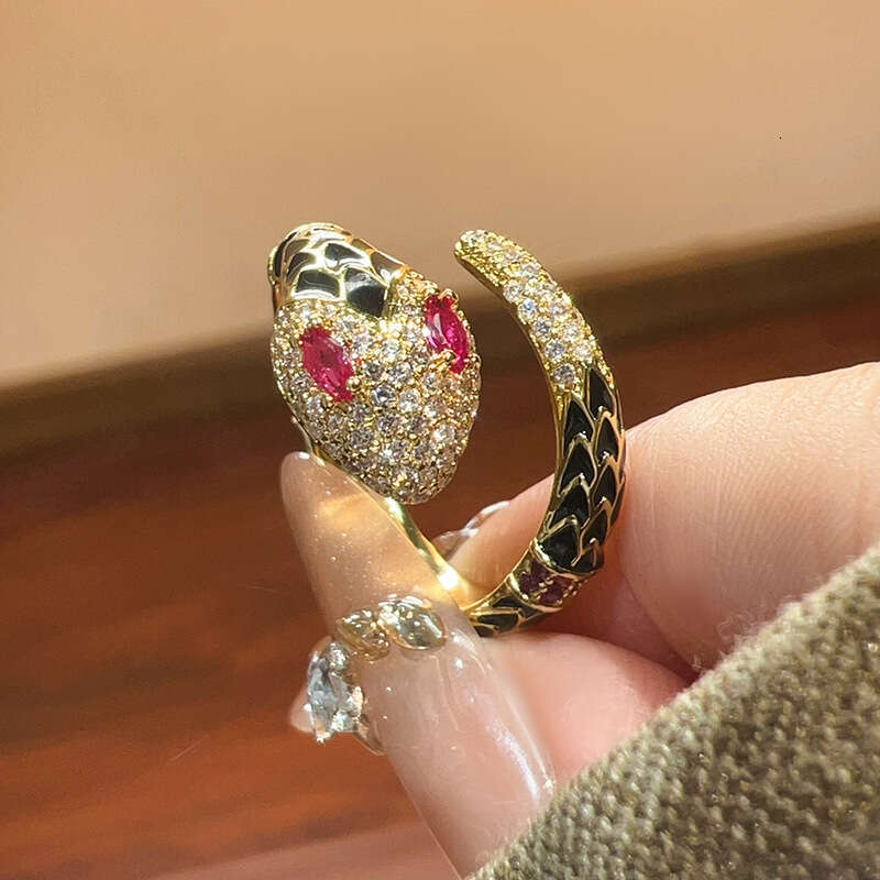 Huayoumei Jewelry Accessories Snake Style Light Luxury Fashion Women's Zircon Ring High-End Feel A09