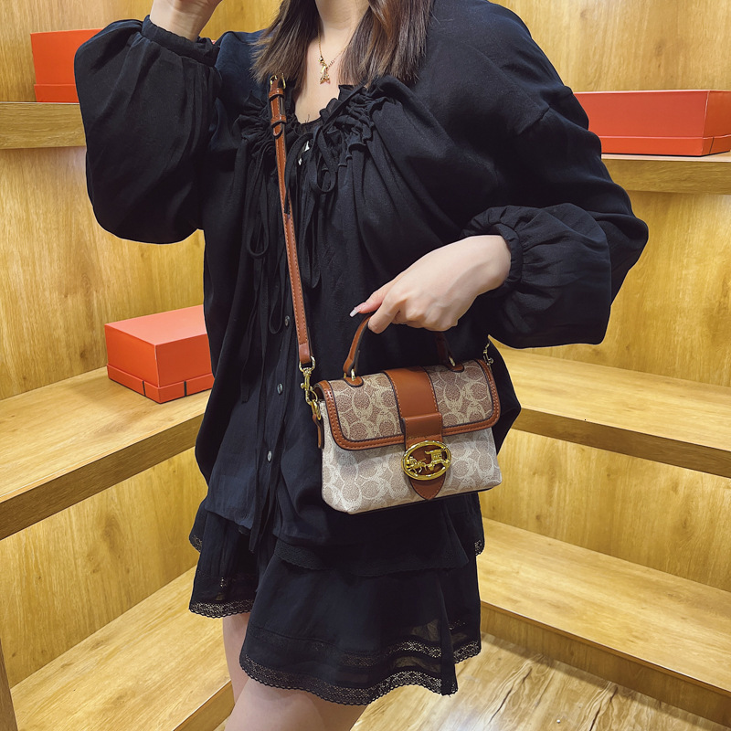 Designer High-End Feel for Women 2025 New Style Small Square Versatile Elegant Color-Block Fashion Shoulder Crossbody Light Luxury Women's Bag