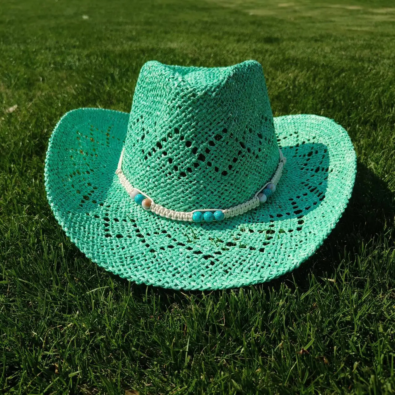 Color HandPainted Cowboy Straw Hat Hollow Western Outdoor Travel Beach Knight Hat 250707