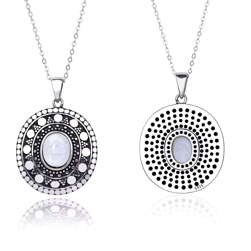 New Pure Sier Moonstone Pendant Women and Men Classic Design Handmade Jewelry Necklace for Daily Life