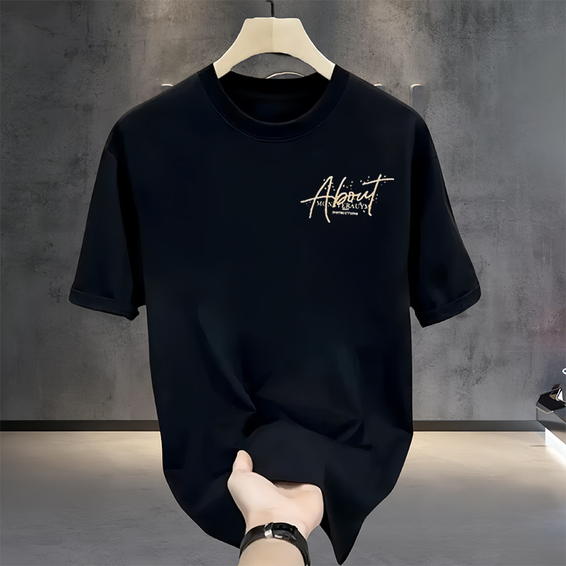 free shipping Customer customization A heavyweight trendy brand, pure cotton printed men's short-sleeved T-shirt with a round neck