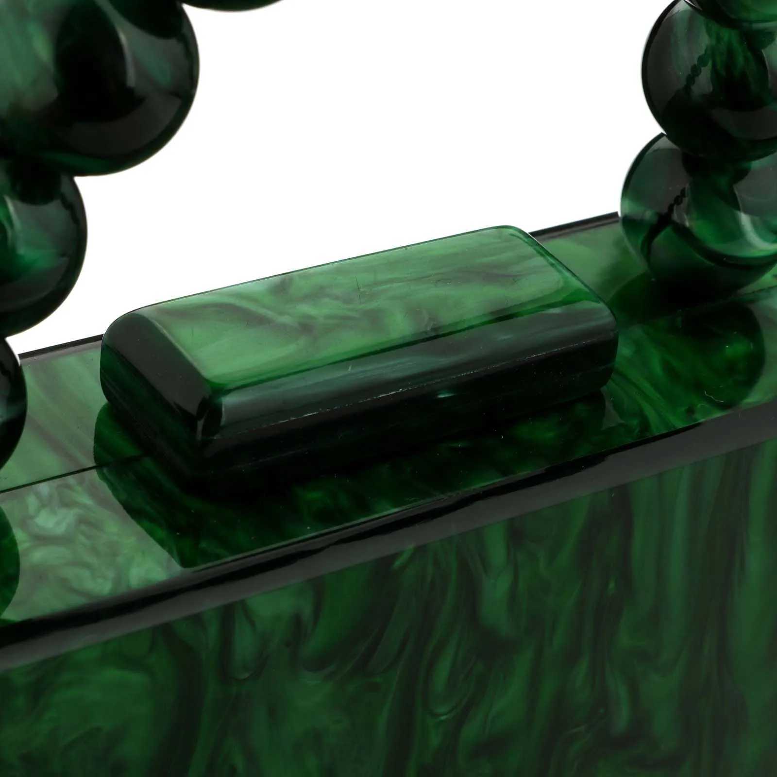 Acrylic Pearl Marble Dark Green PVC Evening Bags Women Luxury Purses And Handbags Wedding Party Beach Flap For Wedding Party