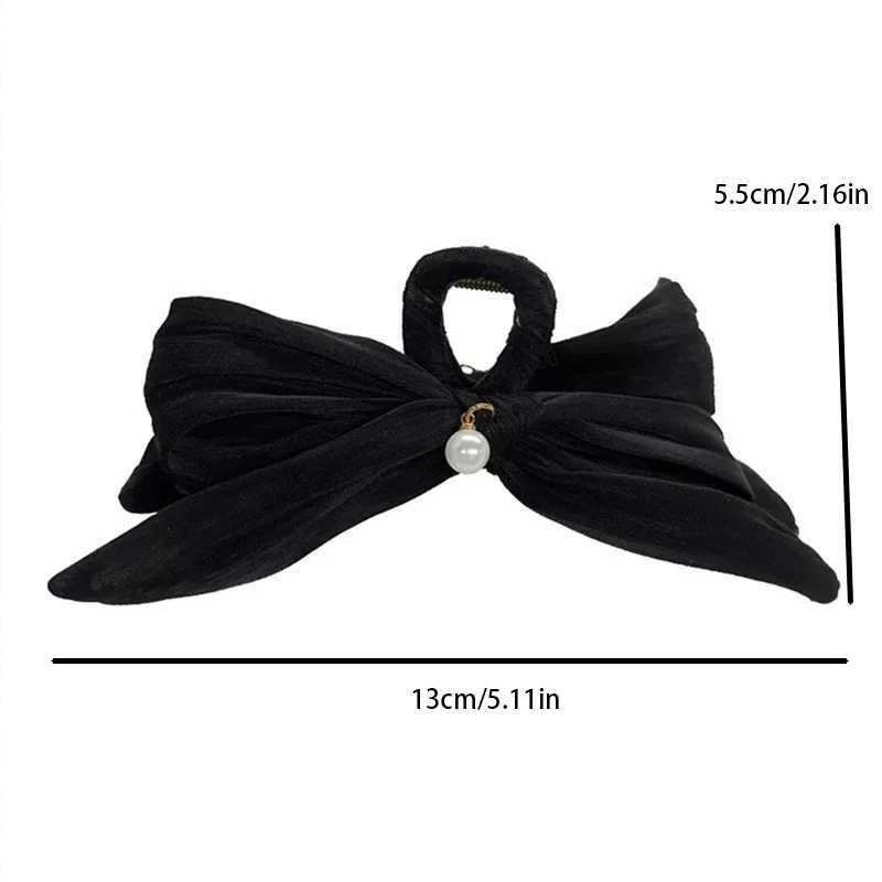 Mesh Bow Hair Clip for Woman Elegant Temperament Large Shark Clip Fashion Girl Ponytail Hair Clamp Z250707