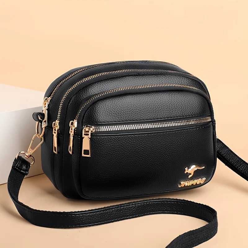 Multi-Layer Shoulder Messenger Bag Womens Crossbody Purse Versatile Solid Color Handbag for Women Casual and Work Use