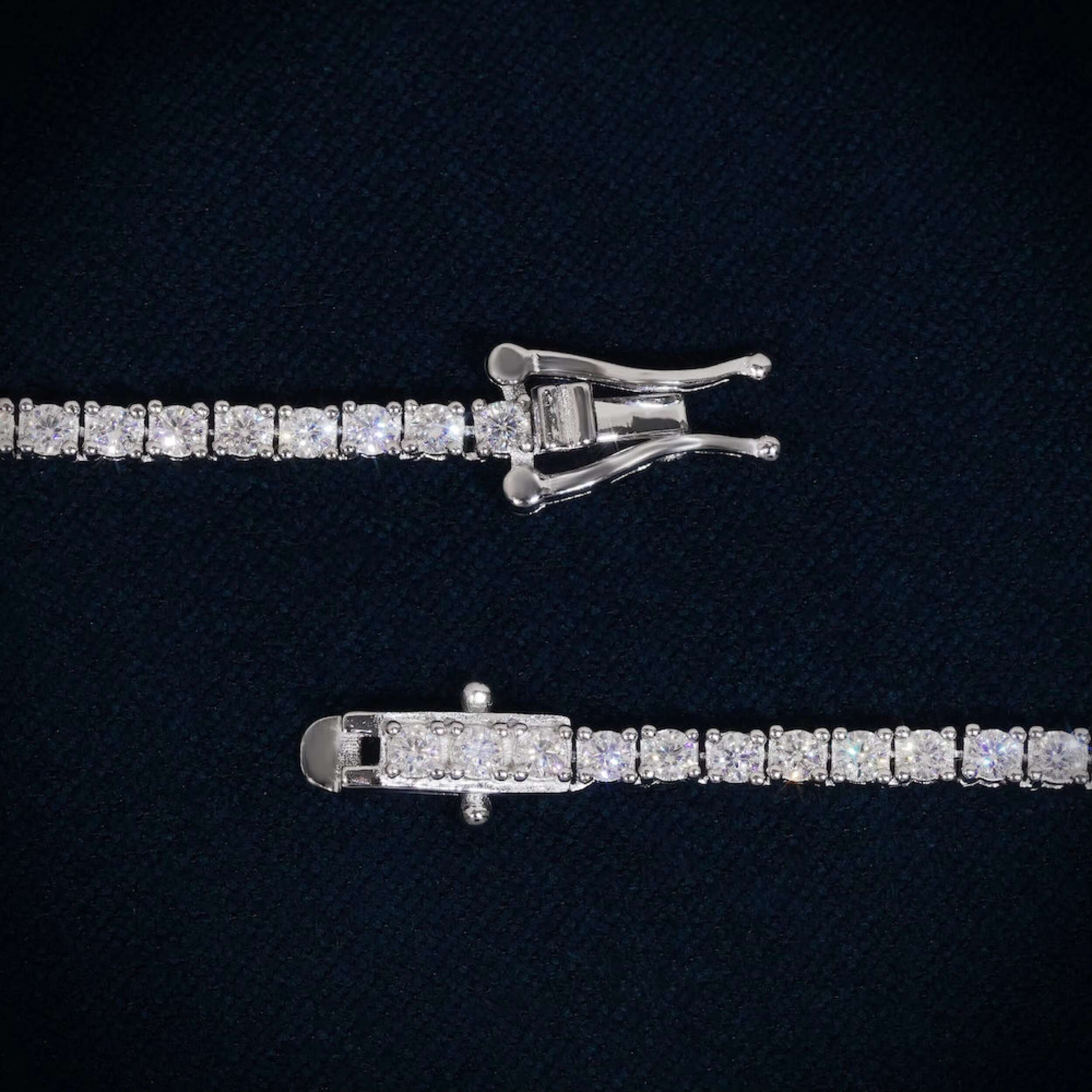 Iced Out 3MM VVS Moissanite Tennis Chain 925 Sterling Silver D Color Tennis Necklace for Him and Her Luxury Jewelry