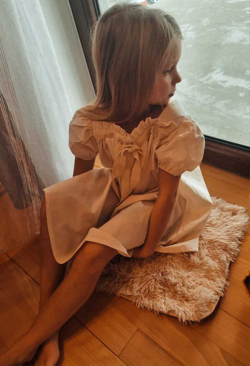 Summer Kids Baby Dress Puff Sleeve Floral Sweet Dress For Girls Short Sleeve A-Line Party Dress Girls Clothing R250707