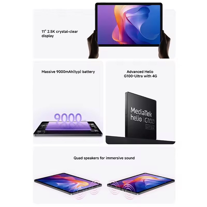 Global version Xiaomi Redmi Pad 2 9000mAh Battery MTK Helio G100-Ultra 11" Display Fast charging 90Hz Tablet 8MP HD Camera