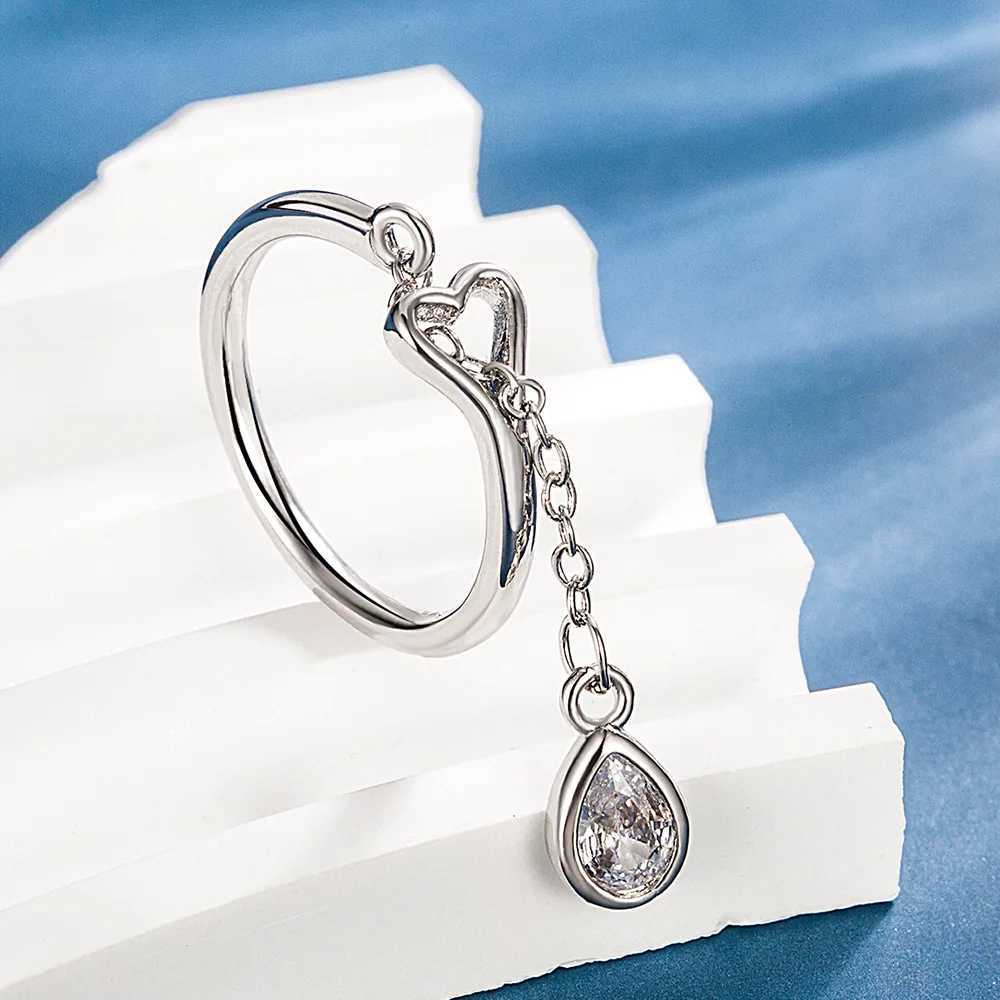 925 Sterling Silver Rings For Women Water Drop PendantAdjustable Ring Luxury Jewelry Accessories Wholesale Jewelry XJ250707