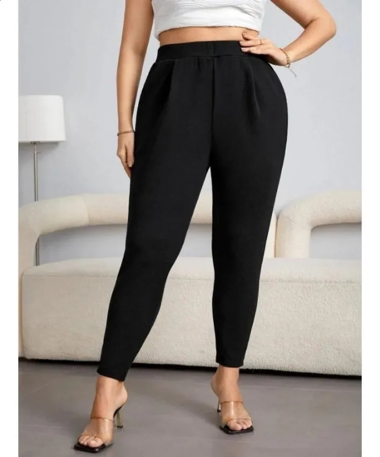 Plus Size 1XL5XL Ladies Casual Pants Loose and Simple Straight Leg Fashionable Solid Color 250628