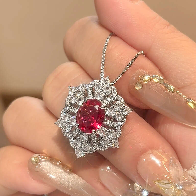 Huayoumei Jewelry Set Earrings Necklace Ring Light Heavy Craft Sparkling Pigeon Red Series For Women 010