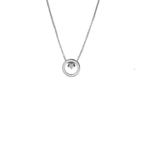 DHcollections Singapore Same Style Necklace Women Trendy Internet Celebrity Round Ring Small Jumping Star Collarbone Chain Gift for Girlfriend