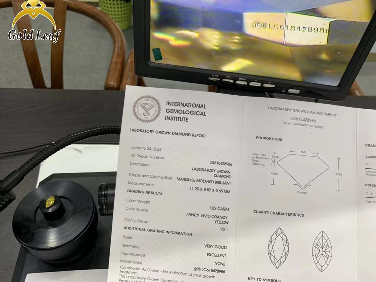 Goldleaf D E F Color 1CT 1.5CT 2CT 3ct 4ct 5ct HPHt CVD Lab Grown Diamond Marquise Cut IGI GIA Certified Lab Grown Diamond