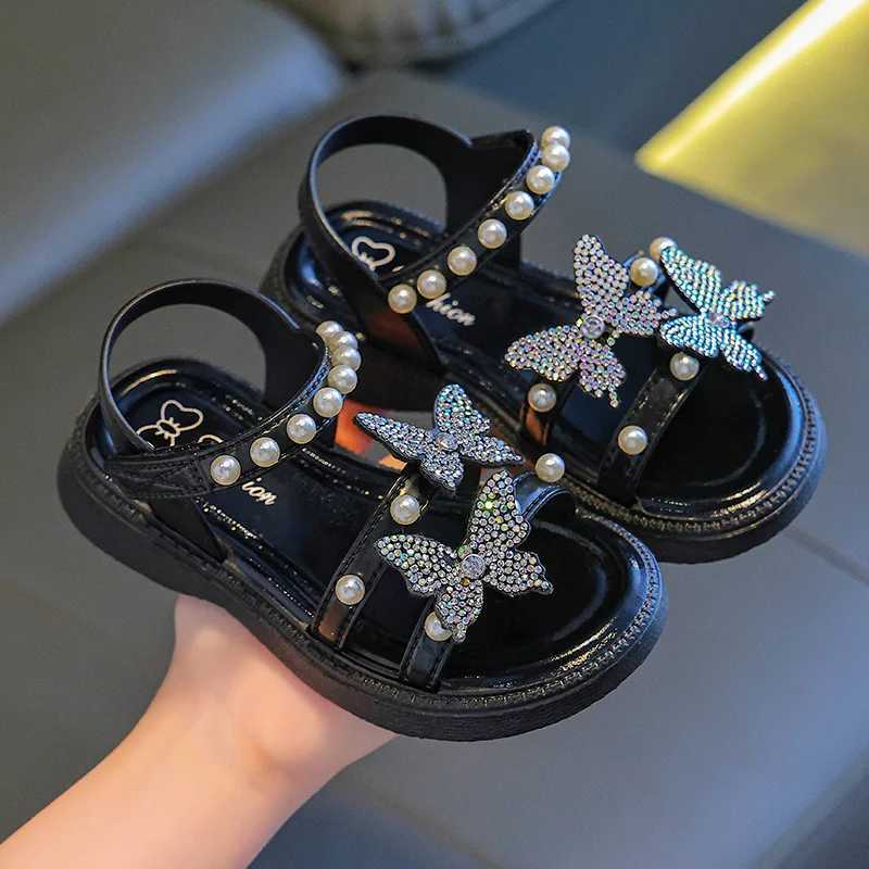 KidsSandals PU Leather Sequin Peep Toe Summer Outdoor Flat Shoes For Girls Breathable Anti-slip White Purple Pink Size 25-36R250707