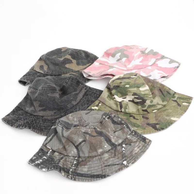 New Washed Cotton Camouflage Bucket Hat For Men And Women Outdoor Travel Casual Sun Cap Panama Fisherman Hats Bob Y250707