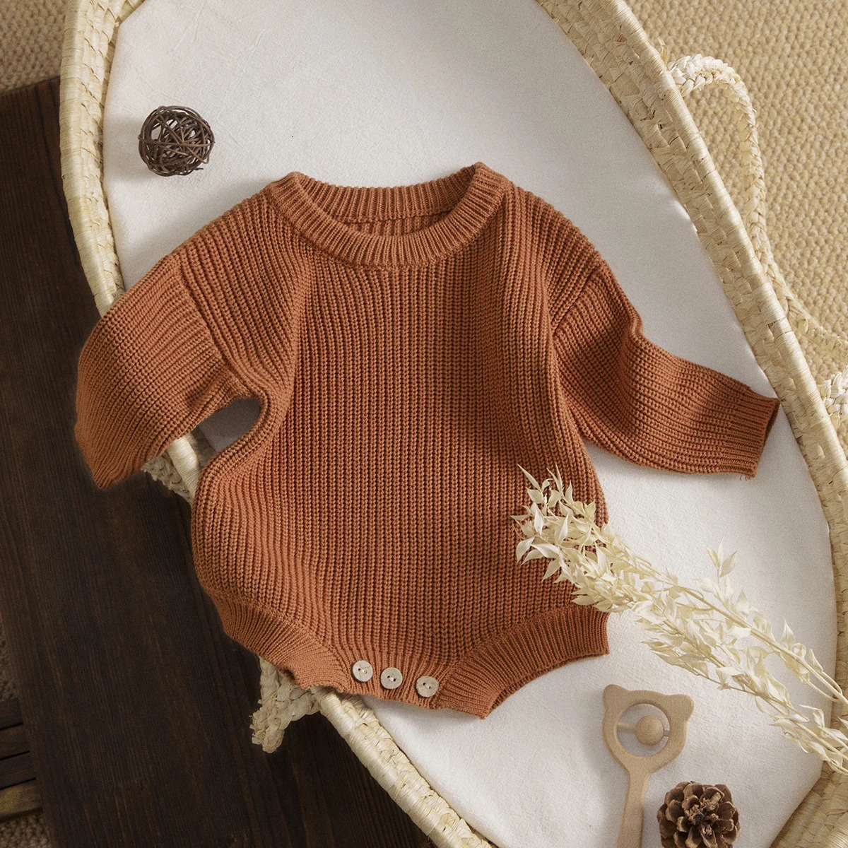 Ma Baby 0-24M born Infant Baby Girl Boy Romper Knit Jumpsuit Solid Color Warm Fall Winter Clothing Sweater 250707