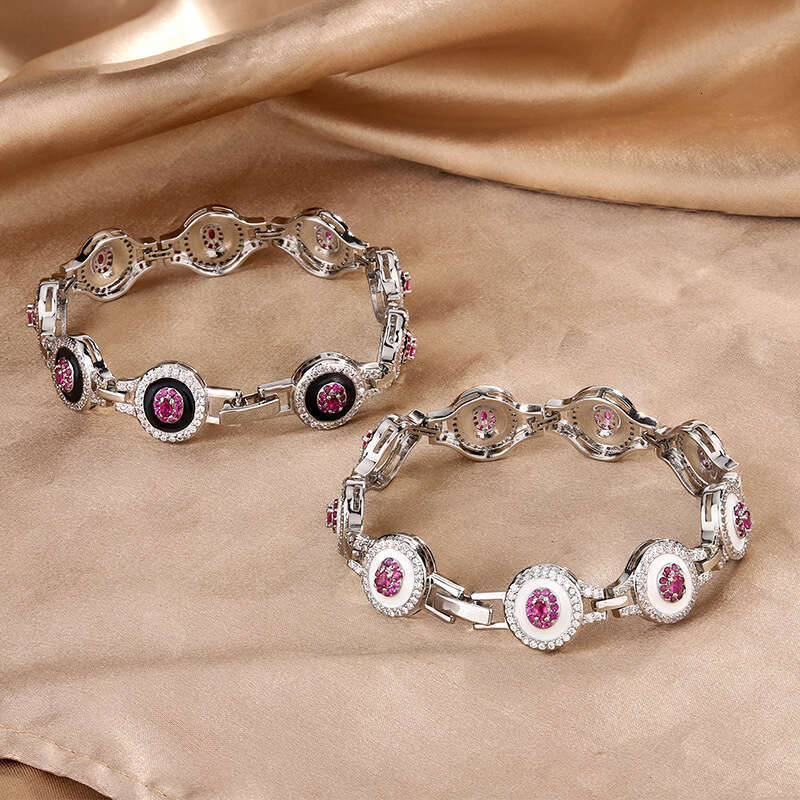 Autumn Winter New Style Zircon Red Fashion High-End Versatile Enamel Light Women's Bracelet Jewelry 66F