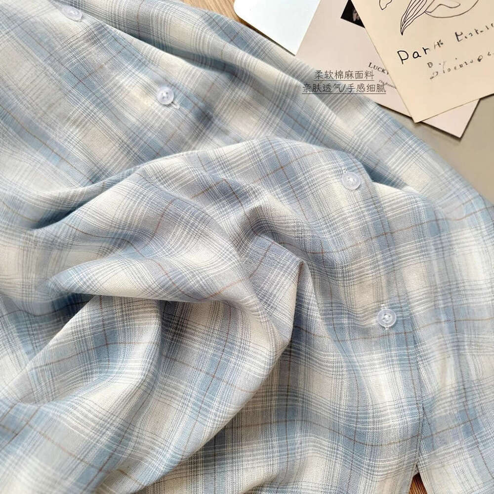 New Lazy Style Blue Plaid Long Sleeve Shirt Jacket For Spring, Autumn, And Summer, Versatile Outerwear Sun Protection Clothing B5