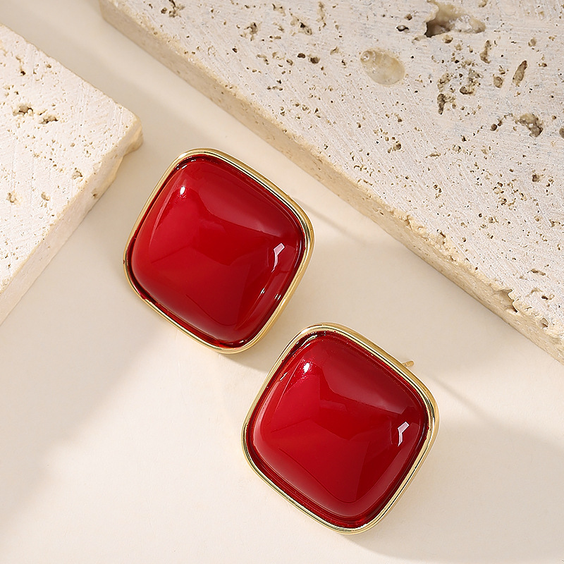Temperament Small Fragrance Style Geometric Square Stud for Women, Autumn and Winter New Versatile Elegant Sier Needle Earrings