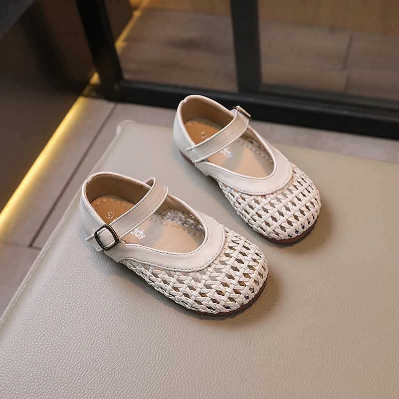 2024 Summer New Girls Shoes Childrens Sandals Non-slip Soft Sole Knitted Comfortable and Breathable Princess Shoes R250707