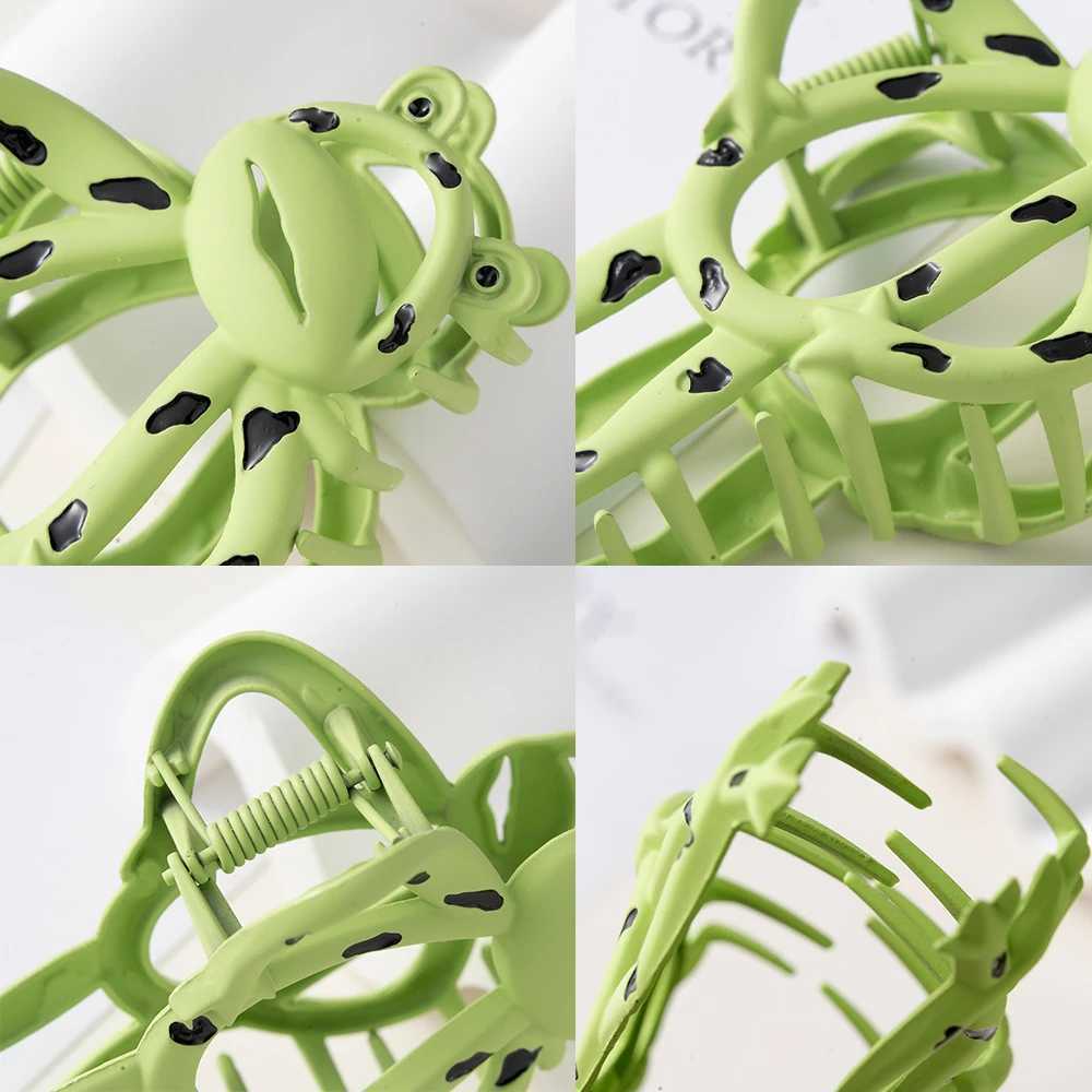 Alloy Cartoon Frog Hair Claw Clip Cute Green Hairpin Clips Free Shipping Barrettes Ponytail Women Girl Shark Hair Accessories Y250707